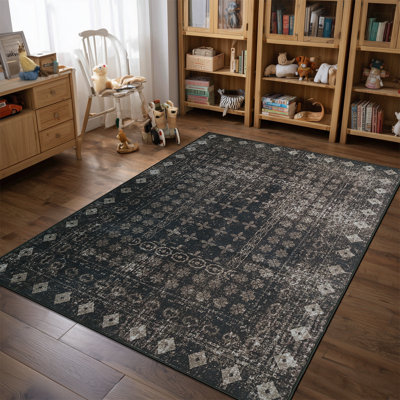Tapis gris anthracite / noir Modern Bohemian