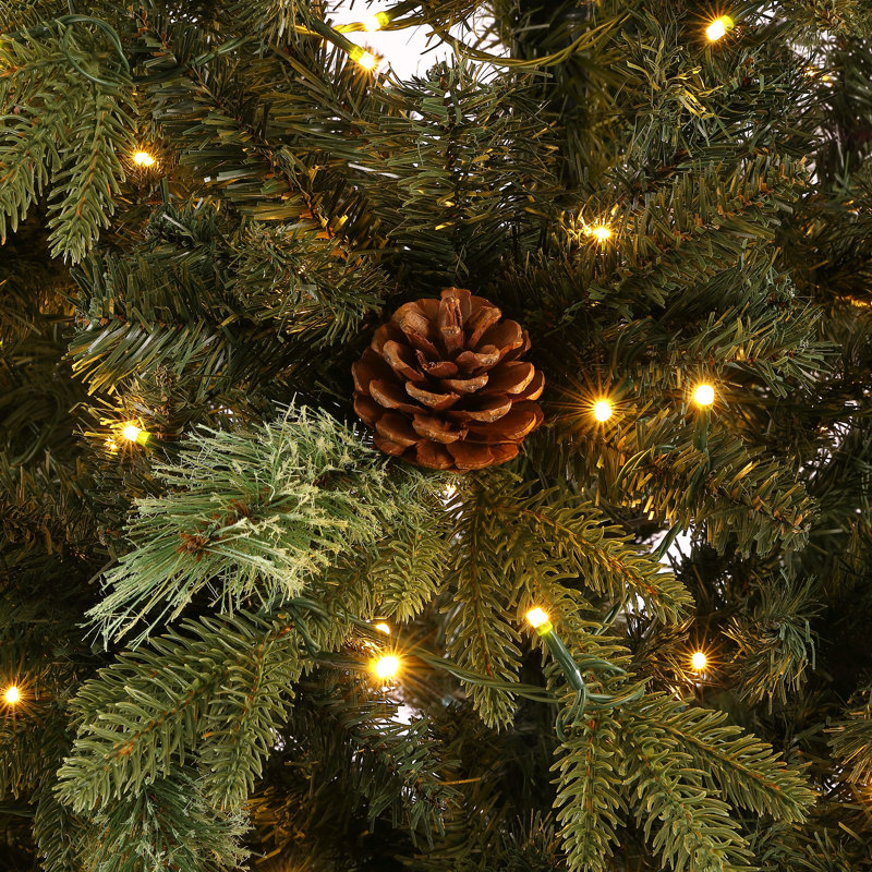 Arbre de Noël artificiel 5,5 pi avec pommes de pin pré-éclairées 5,5 pi