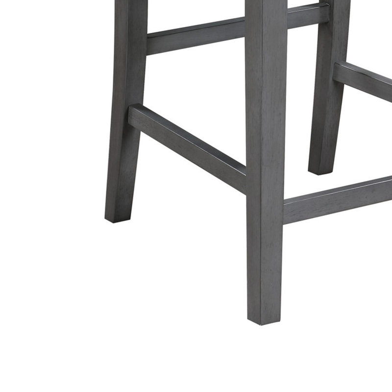Siège de comptoir de 20 po de hauteur, revêtu de gris avec repose-pieds, largeur de produit de 19,89 po, duo de chaises en caoutchouc et bois