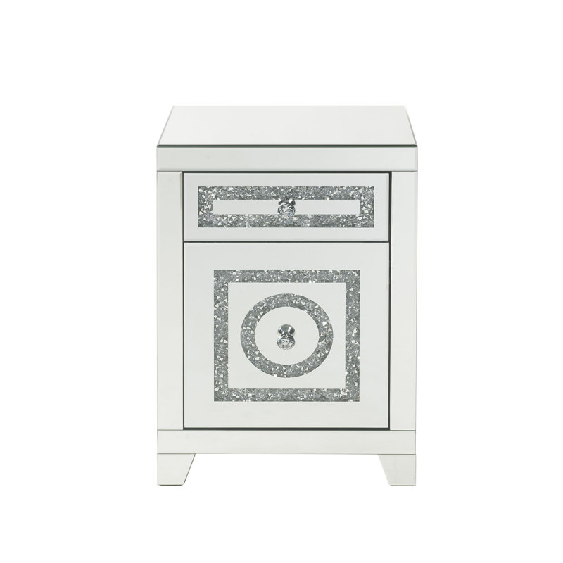 Table d'appoint à miroir Sutton avec faux diamants et 2 tiroirs