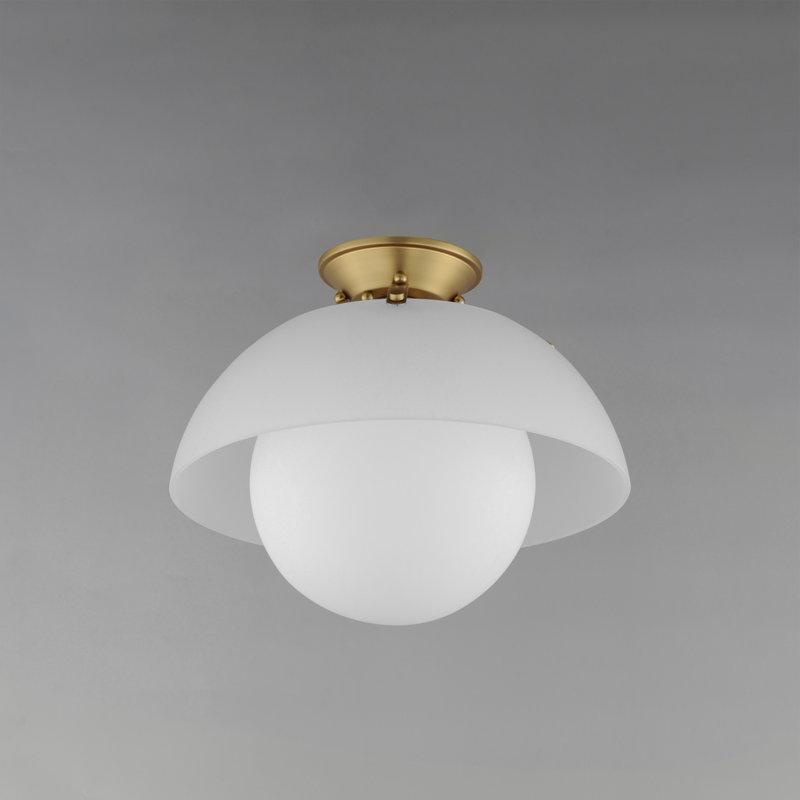 Domain 1 - Light Semi Flush Mount, White, Natural Aged Brass