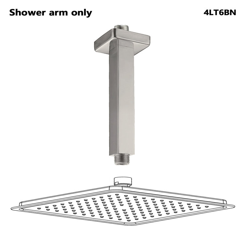6" Metal Square Shower Arm, Brushed Nickel
