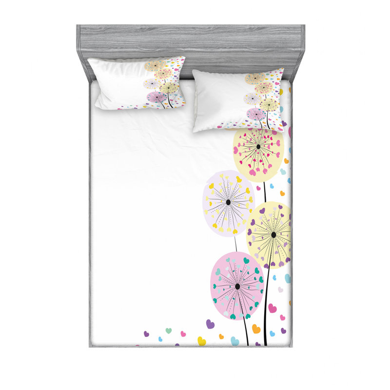 Microfiber Polka Dots Sheet Set, Queen Sheet Set with Fitted Sheet