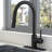 Expedition Series 16 In. 1-Handle Pull-Down Sprayer Kitchen Faucet In Matte Black With 1.8 GPM And Dual Spray Modes-119472202
