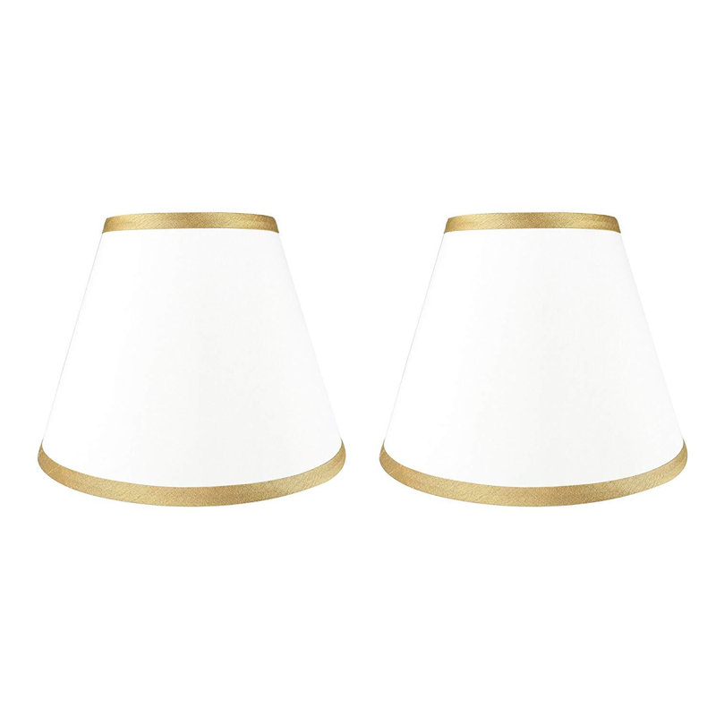 Abat-jour empire en soie / shantung (araignée), Off White with Gold Trim