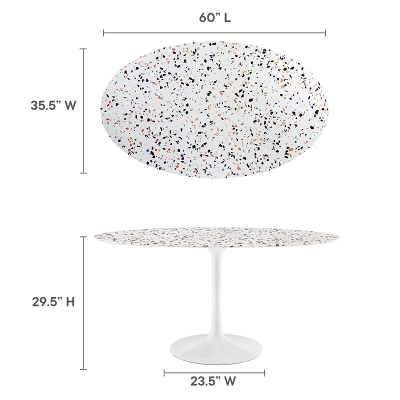 Modway Lippa 60" Oval Terrazzo Dining Table, White