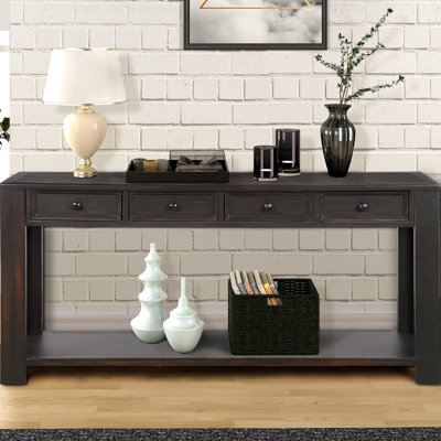 Console Table/Sofa Table with Storage Drawers and Bottom Shelf for Entryway Hallway