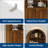 72" Arched Bookcase with Doors, 5-Tier Wood Bookshelf with Adjustable Shelf, Walnut & Gold-936426961