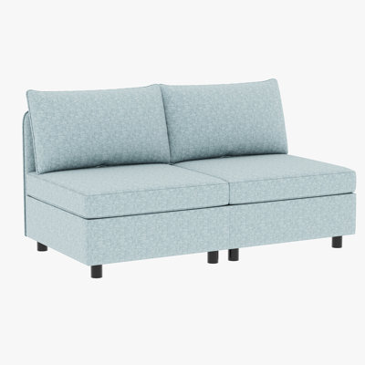 Siège convertible avec capacité de rangement, canapé-lit modulaire, meubles de salon en chenille bleu antique 2 pièces, ressorts ensachés, fabrication stable, limite de poids de 250 lb, modulaire confortable