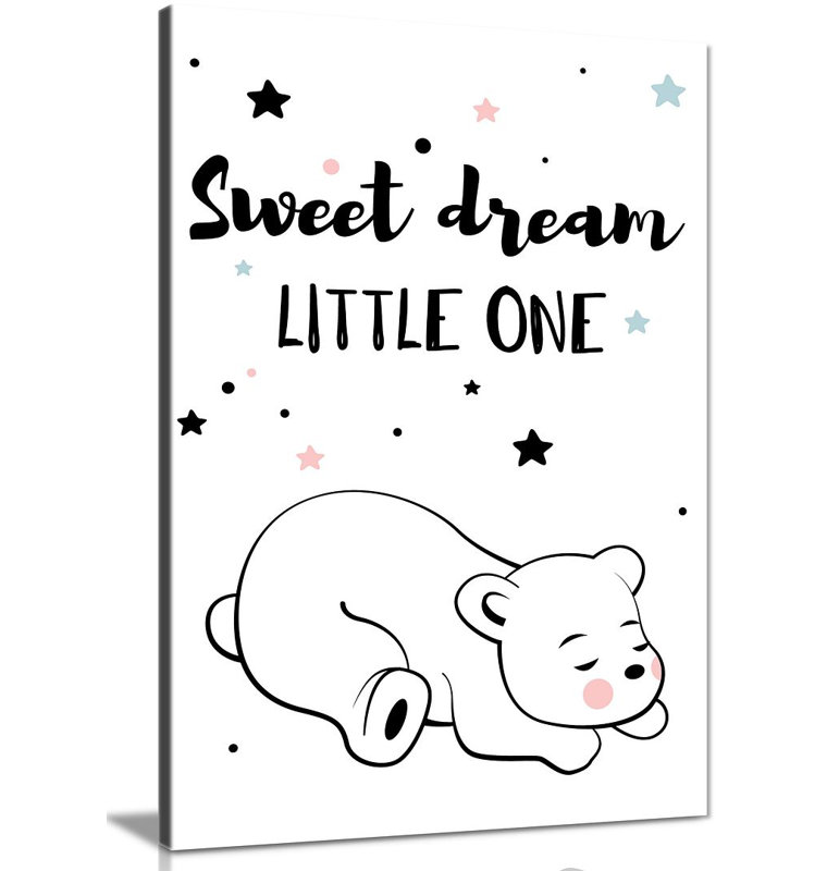 Cute Bear Sweet Dreams - Wrapped Canvas Print, 76cm H x 51cm W