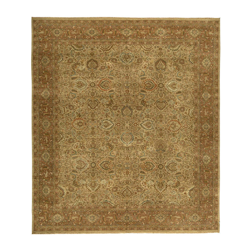Wool Oriental Area Rug in Beige/Rust