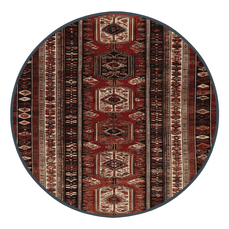 Machine Washable Turkish Brown Area Rug, Round 8'