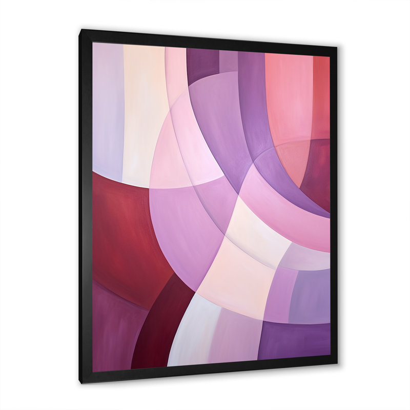 Mauve Motion Abstract Shapes I - Art abstrait sur toile, formes abstraites, Cadre simple noir, H 20 po x l 12 po x P 1 po