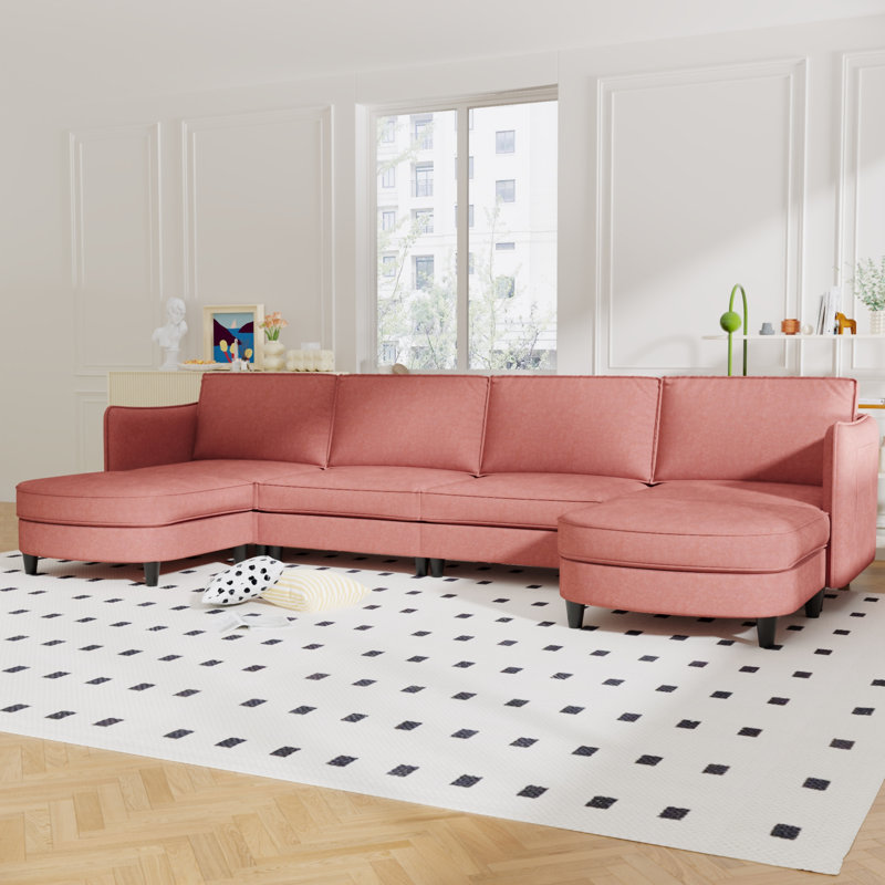 Grand canapé 141 places 141,5 po, Tissu rouge