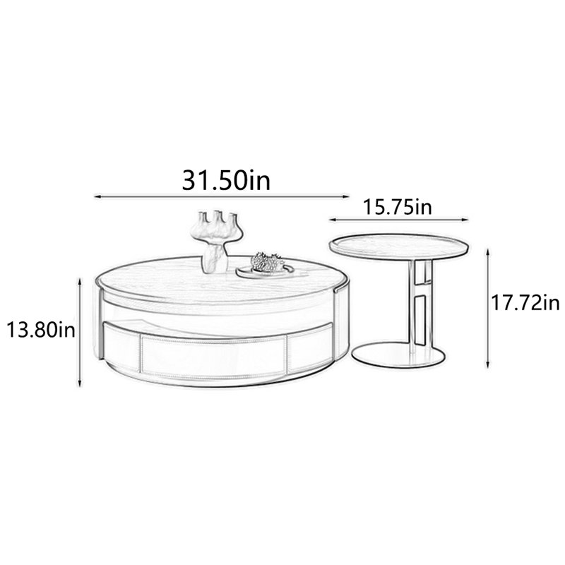 Table basse Saddle Leather, H 17,72 po x L 47,24 po x l 31,5 po