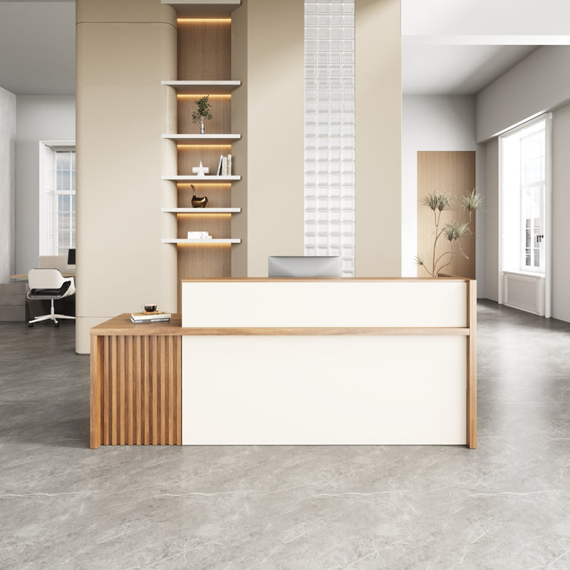Modern Rectangular Reception Desk With Secure Storage