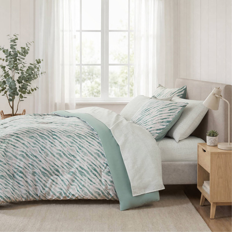 Ensemble d'édredon, 5 pièces avec ensemble de draps - vert - simple TG, Vert