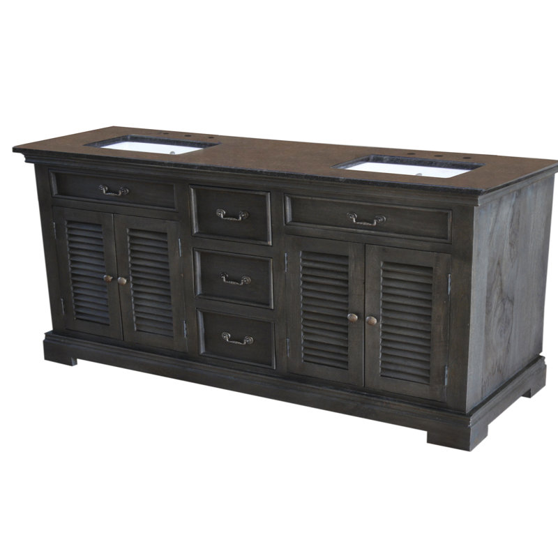 Ensemble de meuble-lavabo double 72 po Flannagan, gris