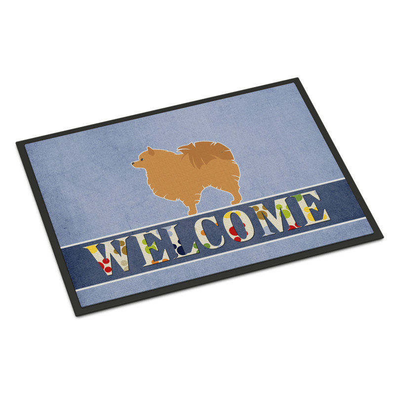 Tapis d'extérieur antidérapant Pomeranian Welcome, l 24 po x L 36 po