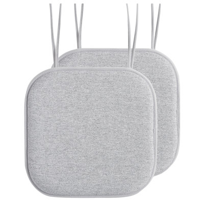Elegant Comfort Chair Cushion Covers With Ties And Non Skid Rubber Backing-Thick Memory Foam - Soft Cushion Pad- Rounded Square Seat Cover-16 X 16 Inches- Honeycomb Textured Pattern, Set Of 2