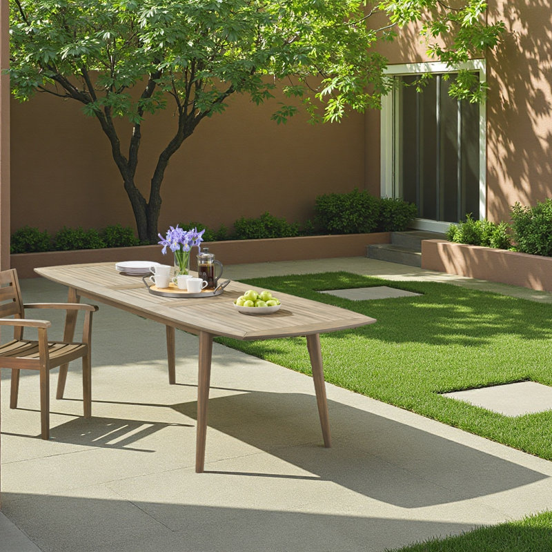 Table de salle à manger d'extérieur extensible en bois d'acacia