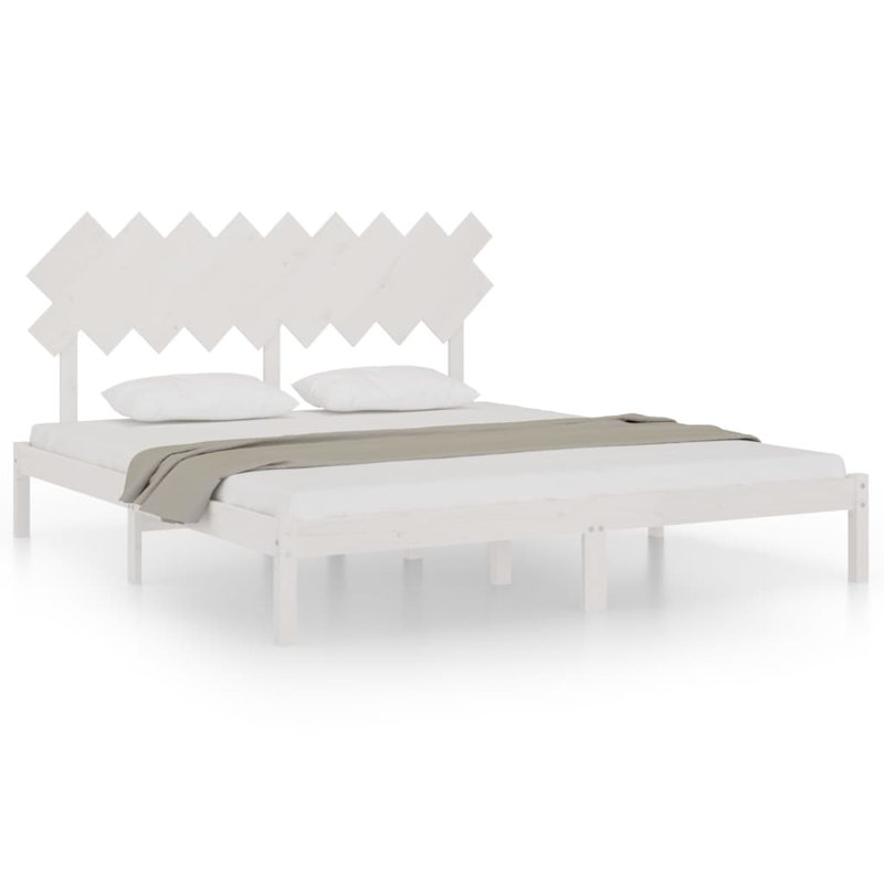 Bed Frame Solid Wood, white, Super King (6')