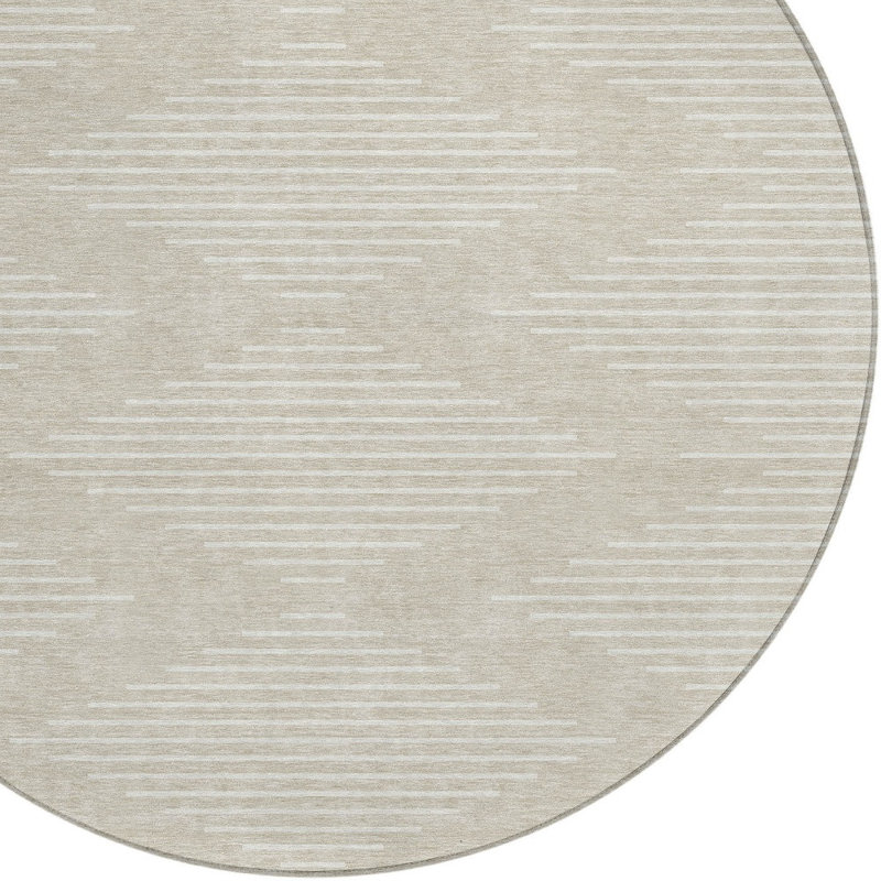 Tapis intérieur / extérieur rond lavable beige et ivoire HomeRoots 8 pi