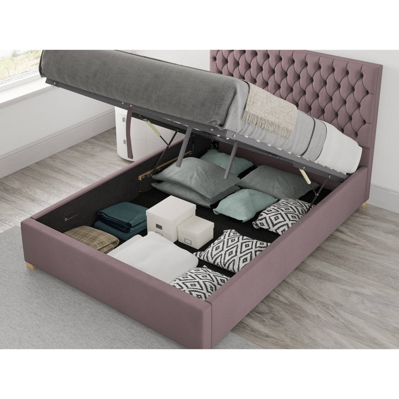 Central City Upholstered Ottoman Storage Bed, Super King (6'), Blush