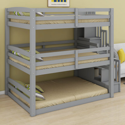 Triple Bunk Bed With Storage Staircase,Separate Design