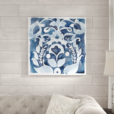 «Indigo Ornament II», peinture sur toile tendue