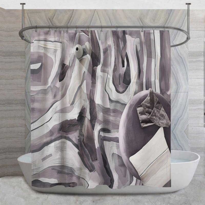 Rideau de douche Organic vagues - motif de salle de bain Nature, H 83 po x l 70 po