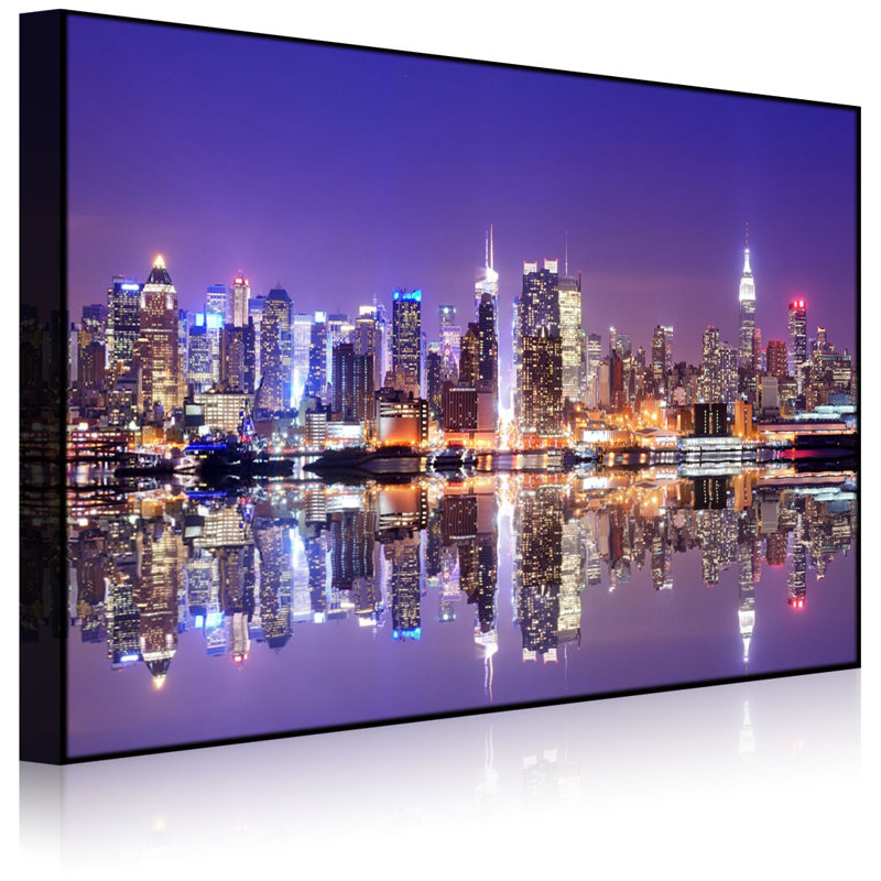 Manhattan Skyline Reflection by No - Wrapped Canvas Print, Without lighting, 70cm H x 100cm W x 4.5cm D