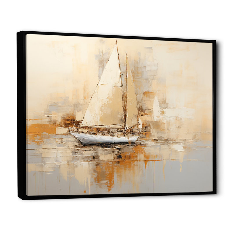 Voilier sur la mer, impression sur toile, Cadre flottant noir, H 30 po x l 40 po