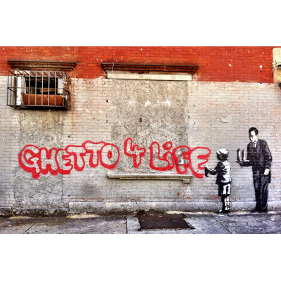 Ghetto For Life by Banksy - Wrapped Canvas Print