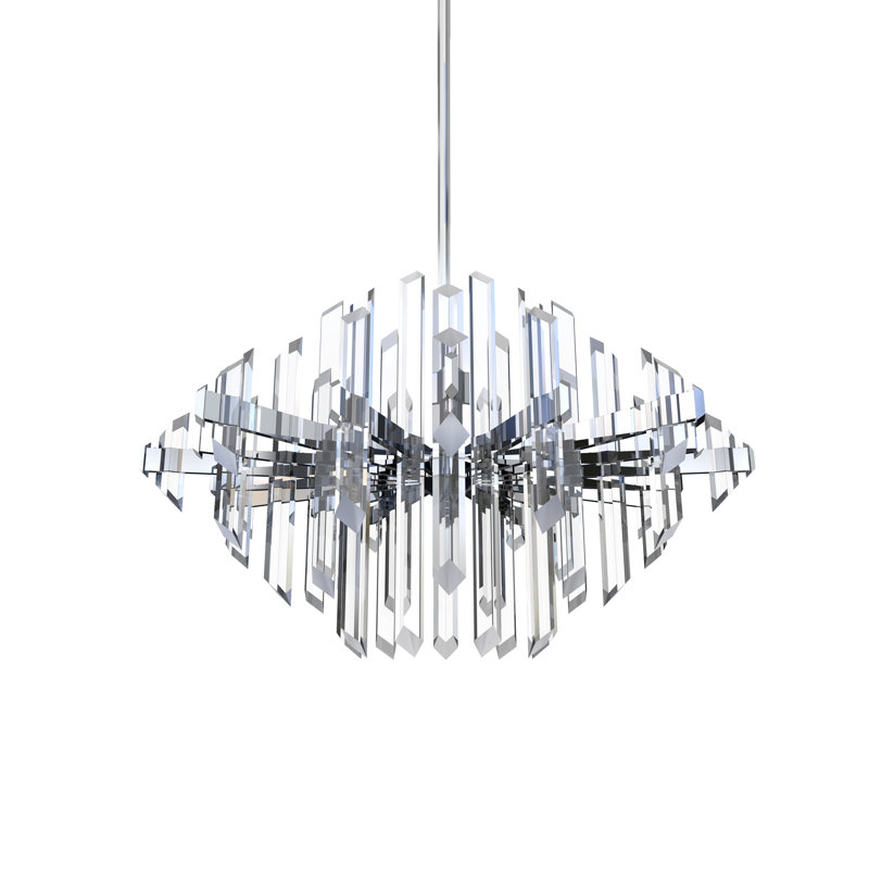 Facets Chandelier - Polished Chrome, 19.5" H x 31.5" W x 31.5" D
