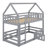 Twin-Over-Twin Bunk Bed In House Design, Complete With Fence And Door-1034952751