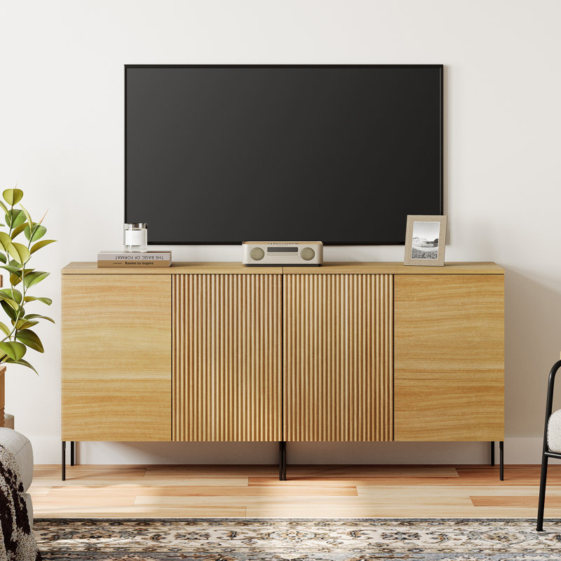Meuble télé avec portes, meuble télé avec tablette et meuble télé Union Rustic, Chêne
