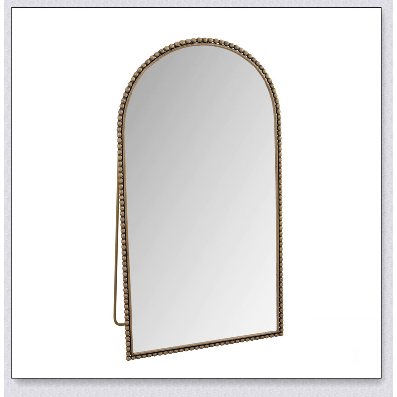 Iron Arch Retro Full Length Mirror With Supporting Feet, For Living Room, Bedroom (Gold), Gold