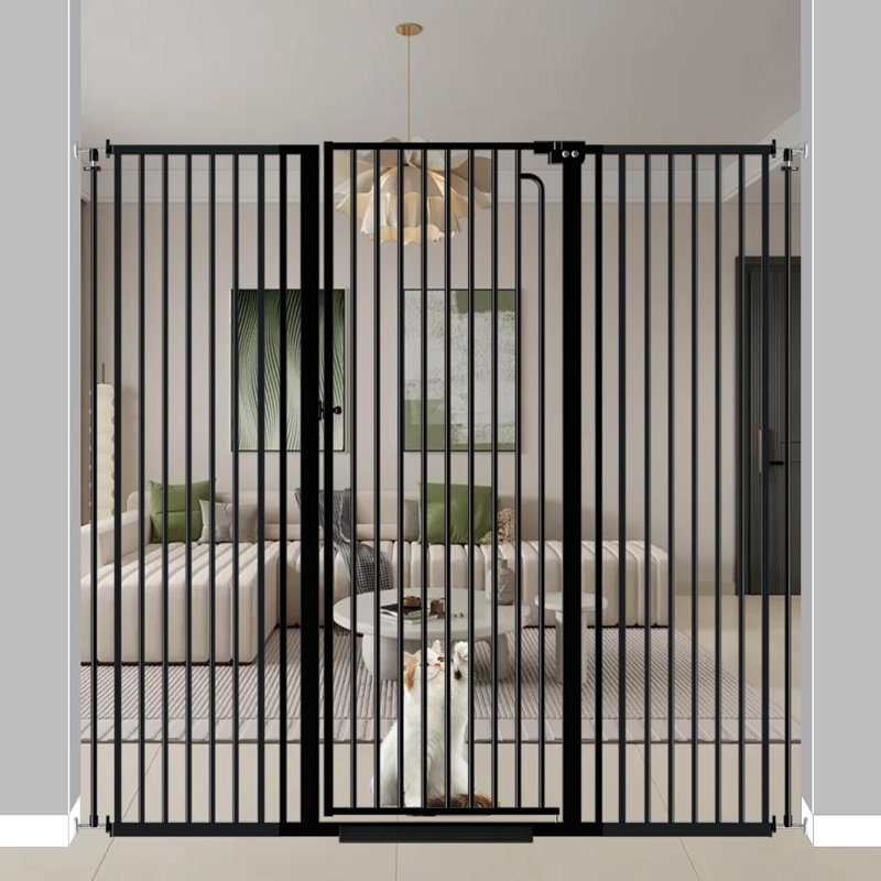 Barrière extra haute pour animaux 57 po avec fermeture automatique | Barrière pour animaux pour escaliers, ouvertures larges | Réglable 57 po - 62 po - noir