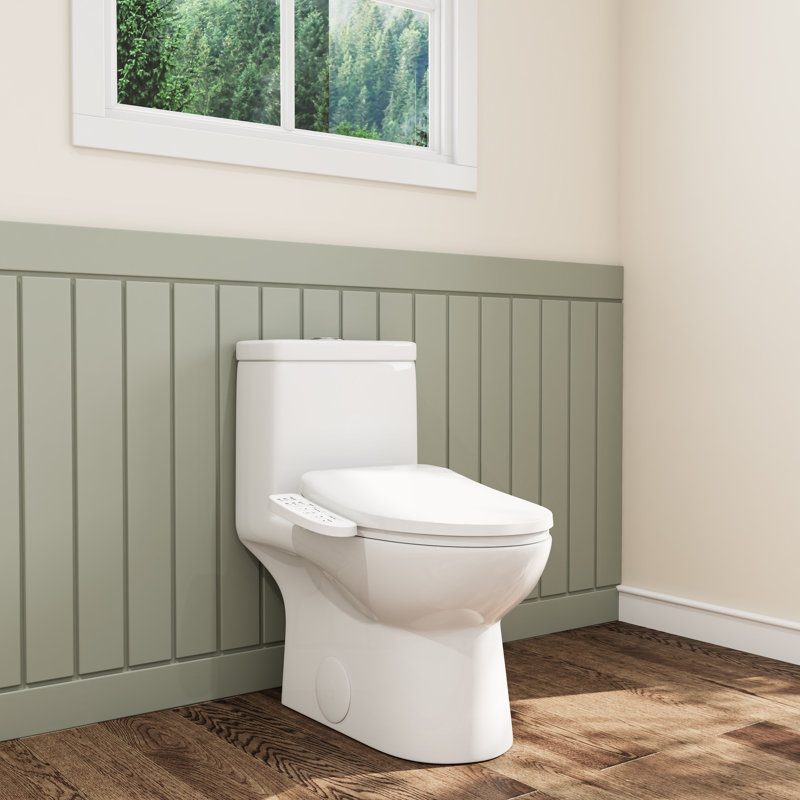 Smart Toilet Bidet Seat with Warm Water Flush, Heated Seat, Night Light, Dryer (Toilet Not Included)