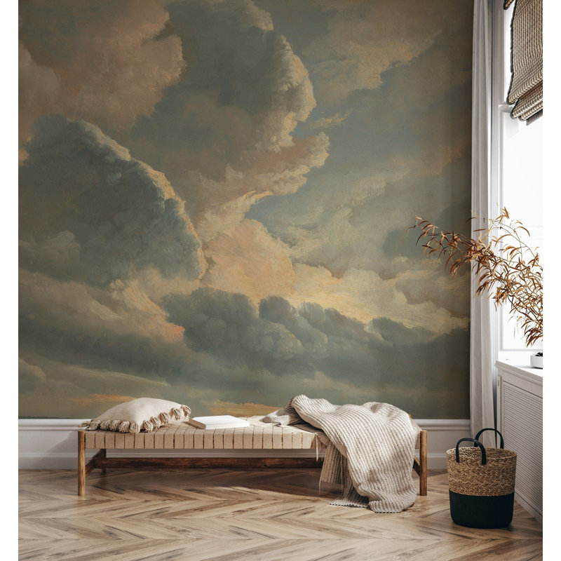Papier peint Cloudscape bleu ciel pastel, L 160 po x L 108 po