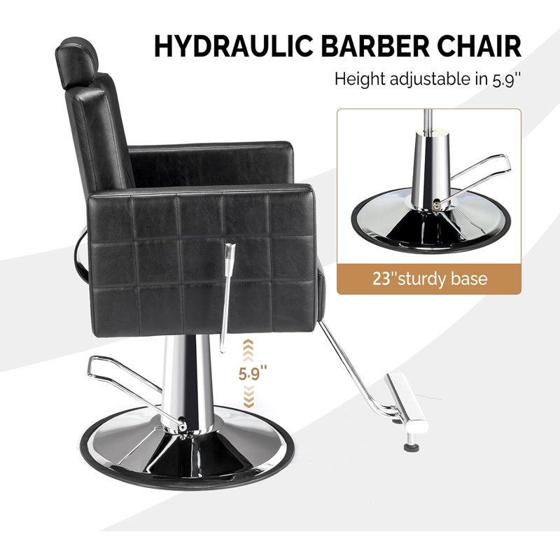 Fauteuil de coiffeur hydraulique, Similicuir noir