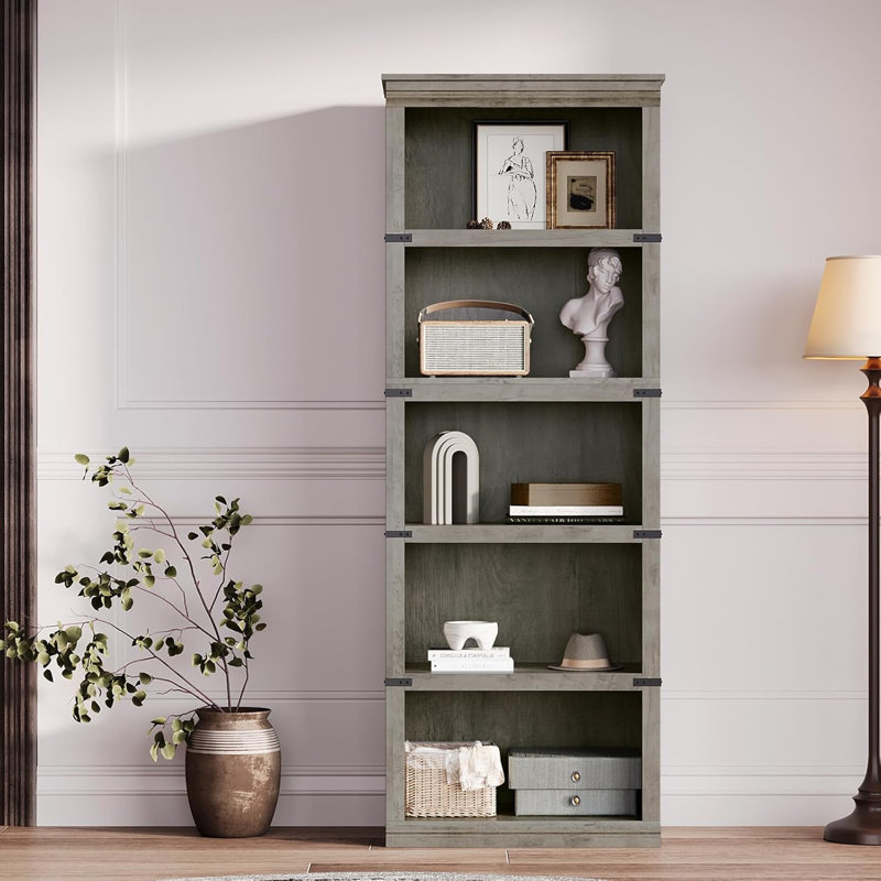 Bookcase, (5 Shelves) 171.2"H x 62"W x 32"D, Grey