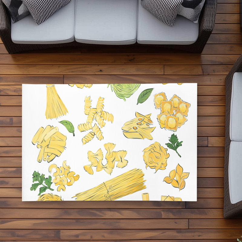 Pasta Rug Lark Manor™ Various Kind of Pasta Outdoor Kitchen Area Rug | Home Decor ...