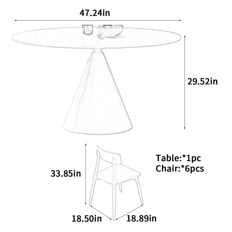Table de salle à manger French French, H 29,52 po x L 47,24 po x l 47,24 po