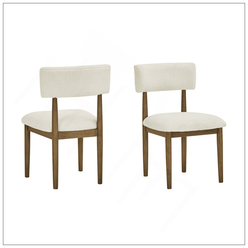Ensemble de 2 chaises d'appoint en chêne noyer avec tissu sherpa beige Darla