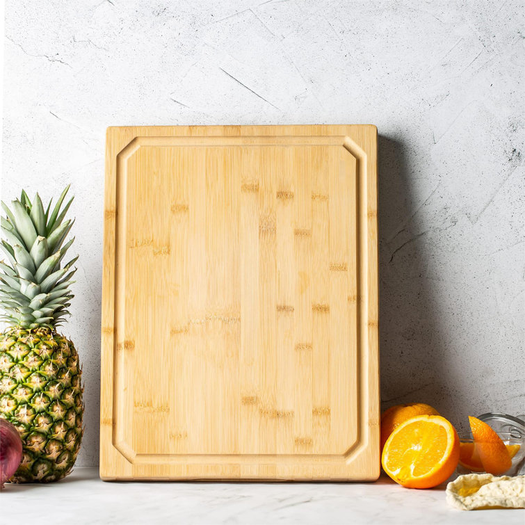 SMIRLY Large bamboo Cutting Board for Kitchen: Large Bamboo Cutting Board  with Juice Groove, Wooden Cutting Boards for Kitchen, Butcher Block Cutting