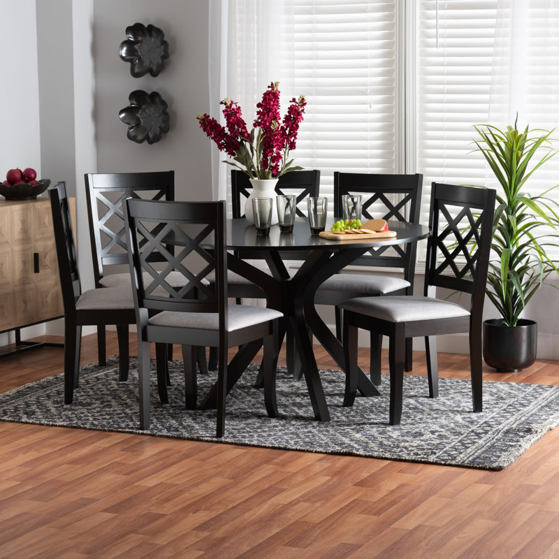 Ensemble repas pour 6 personnes Marbury, Gris / espresso, H 29,9 po x l 44,9 po x P 44,9 po, Marron foncé