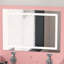 Coiffeuse 3-en-1 avec miroir rabattable et tabouret de rangement-1885486770
