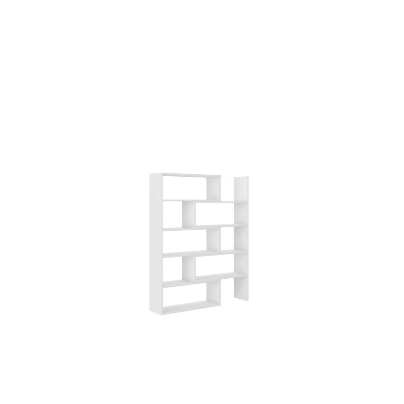 Rhiannan 72.5 cm W Geometric Bookcase, 138cm H x 125cm W x 24cm D, White